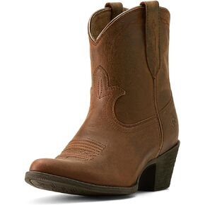ARIAT Womens Maggie Embroidered Pointed Toe Casual Boots Ankle Mid Heel 2-3" - Brown