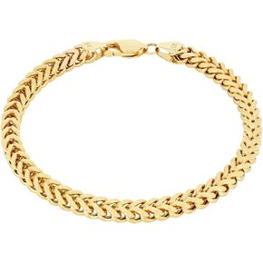 Nuragold 10k حقيقية صفراء الذهب فرانكو مربع 5 مم سلسلة سوار سلسلة القمح (7 "-9") المجوهرات الإيطالية للرجال