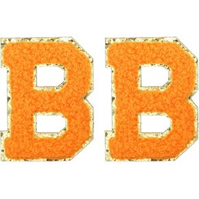 MECCANIXITY Chenille Letter Patches 2.2" Self Adhesive Alphabet F Stick on Embroidered Patch Sew on Letter Stickers Applique for Repairing Clothing Jeans Shoes Hats DIY(Orange, Pack of 2) in Saudi Arabia