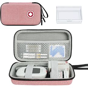 Diabetic Supplies Travel Case, Carrying Case Organizer For Diabetes Testing Kit, Blood Glucose Monitor Kit with Meter, Blood Sugar Test Strips, Lancets, Lancing Device, Alcohol Wipe