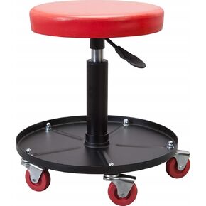 TCE Duty Rolling Pneumatic Creeper Garage/Shop Seat: Padded Adjustable Mechanic Stool with Tool Tray Storage, Red,ATRHL6201U