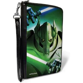 مشبك للسيدات pu zip حول Wallet Rectangle-Star Wars General Grievous ، 7.5 "x4.5"