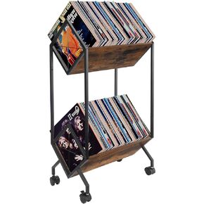 YINMIT Vinyl Record Holder,160-200 LP Vinyl Record Storage Rack,Quick Assembly Vinyl Record Display,Retro Style Organizer for Magazine,Book,Files,Albums