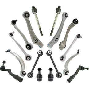 TRQ Front Steering & Suspension Kit Ball Joint Control Arm Control Arm with Ball Joint Sway Bar Stabilizer Link Tie Rod Compatible with Audi