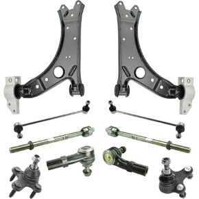 TRQ Front Steering & Suspension Kit Ball Joint Control Arm Sway Bar Stabilizer Link Tie Rod Compatible with Audi Volkswagen