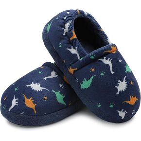 Slippers for Boys Little Big Kid House Shoes Warm Cotton Memory Foam Toddler Boys Slippers with Indoor Outdoor Rubber Sole