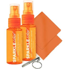 Sparkle Anti-Reflective Safe Lens Cleaner & Repair Kit – (2) 1oz Glasses Cleaner Spray, (2) Microfiber Cloth & Keychain Screwdriver for Eyeglasses, Sunglasses, Lenses & Screens (5 Piece Set)
