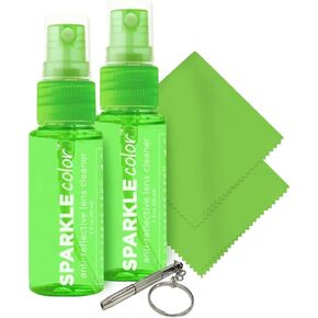 مجموعة منظف وإصلاح العدسات الآمنة المضادة للانعكاس-(2) 1 أوقية رذاذ نظافة نظافة ، (2) القماش الدقيق وسلسلة مفاتيح المفاتيح للنظارات والنظارات الشمسية والعدسات والشاشات (مجموعة 5 قطع) in Kuwait