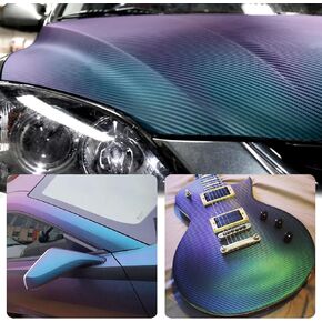 Carbon Fiber Vinyl Wrap, Gloss Purple Vinyl Wrap for Car, Charming Chameleon Blue to Purple Self Adhesive 1ft x 5ft DIY Car Film Bubble Free 1 Roll