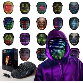 Led Mask with Gesture Sensing，Light up Masks for Kids/Men/Women，Glow Mask for Halloween Xmas Costume Cosplay Party