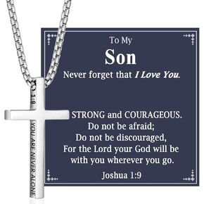 Cross Necklace Gifts for Teen Boys Christian Religious Gift for Boys on Birthday Christmas Fathers Day Baptism