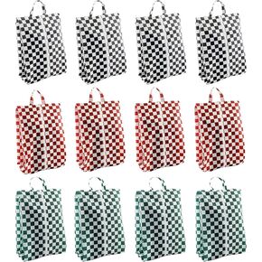 Travel Shoe Bags, Set of 12, Large Oxford Fabric Storage Bags with Zipper and Handle, Water-Resistant Pouches (Black, Gray, Green, Red, Cream, Blue)