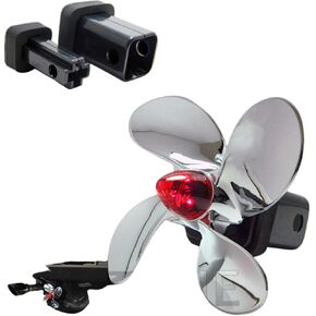 Propeller Hitch Cover with LED Light – Chrome ABS, Spinning Novelty Trailer Hitch Cover for 1.25" & 2" Receivers, Corrosion-Resistant with Rubber Gasket to Prevent Rattles