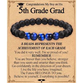 5th 6th 8th Grade Graduation Gifts for Boys, Beaded Bracelet Jewelry Present with Graduation Card for Son Grandson Nephew Brother Boyfriend Friend
