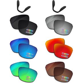 Bowyer 6 Pairs POLARIZED Replacement Lenses & Nosepads for Oakley Split Shot OO9416 Sunglasses - Black + Titanium Mirror + Surf Blue Mirror + Fire Red Mirror + Jade Green Mirror + Brown