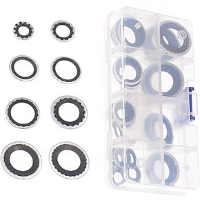 30 PCS Automobile Air Conditioning Compressor Port Repair Gasket Combination Set, Multi-Specification High Temperature Resistant Gaskets, Cooling Pump Seals, Universal for Cars (Black)