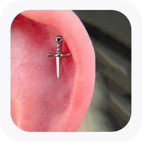 2pcs 16g أقراط غضروف الخطر ، أقراط مسمار من الصلب الجراحي لثقب الحلزون ، ثقب الغضروف الخلفي المسمار