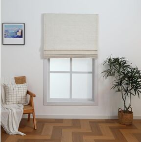 Everyday Celebration Linen Blend Cordless Roman Blinds – Light Filtering Pull Down Window Treatment for Home, Indoor Shades & Blinds (34x64 Natural)