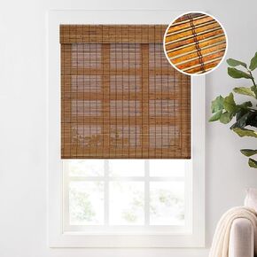 Bamboo Roman Shades - 22.5" W x 48" H Light Filtering Blinds for Windows, Natural Premium Quality Indoor Blinds for Living Room, Bedroom, or Office