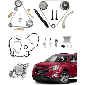 Timing Chain Kit 2.4 L, Compatible with 2009-2017 GMC Terrain/Chevy Equinox Malibu/Buick, w/Water Pump, Chain Guide Sprocket Tensioner, 2.4L Ecotec, 9-4201S, 9-4201SX, 12578515, 12578516, 1258226