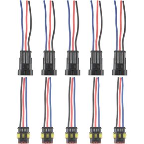 Carbhub 5 Sets 3 Pin Connector Waterproof Connector with Male and Female Way 16 AWG Wire Fit for Motorcycle, Scooter, Car, Truck, Quad bike, Trike, Caravan, Marine, Jet ski, Boats