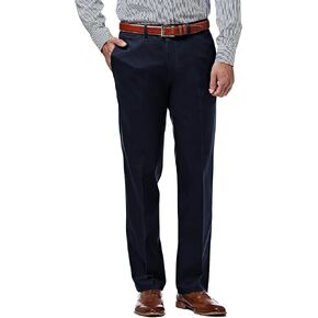 Haggar Men's Premium No Iron Khaki Straight Fit Flat Front Casual Pant