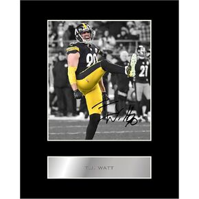 T.J. Watt Pre Printed Signature Signed Mounted Photo Display #11 Printed Autograph Picture