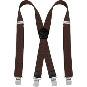 Fasker Mens Suspenders Adjustable Elastic 1.4" X-Back Shaped Suspenders for Men Heavy Duty Strong Metal Clip