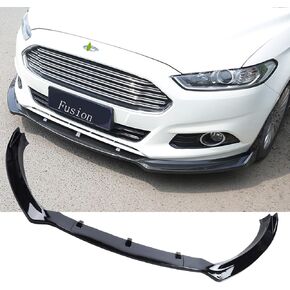 MUCO 3pcs Front Bumper Lip Spoiler Kit Compatible with F-ord Fusion Mondeo 2013 2014 2015 2016 Gloss Black Valance Fascia Cover Guard Protection Conversion