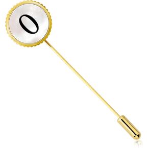 Lapel Pin for Men Gold, Mens Lapel Pins for Suits Initial Brooch Pin Mother of Pearl Lapel Stick Pin for Necktie Bow Tie Hat