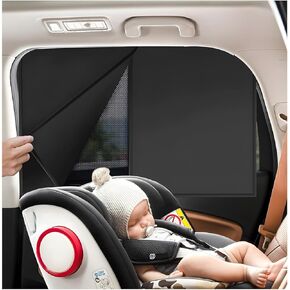 2PCS Car Window Shades, Magnetic Double Layer Front Window Sunshade with Half Shade, Automotive Curtain Breathable Mesh Sun Block UV Rays Protection for Driver Passenger