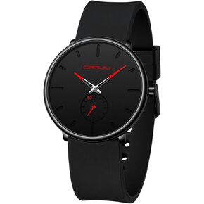 CRRJU Men’s Casual Stylish Waterproof Quartz Wristwatches, Ultra Thin Second Hand Watches for Men, Colorful Silicone Band