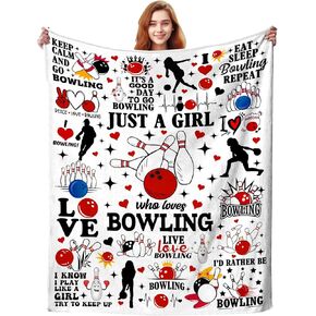 Bowling Blanket Sports Ball Gifts for Bowling Lovers,Fun Throw Blankets Sports Ball Gifts for Adults Girls Women 50"X40"