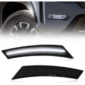 2PCS Led Front Side Marker Light Reflector Compatibe with Frontier 2022-up,White Front Fender Bumper Marker Lamps Lights Smoked Lens