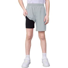 QBK Boys Shorts Girls with Compression Liner 2-in-1 Shorts Ports Moisture Wicking لتشغيل أطفال الأطفال الصغار