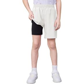 QBK Boys Girls Shorts with Compression Liner 2-in-1 Athletic Workout Shorts Moisture Wicking for Running Toddler Kids Youth in Kuwait