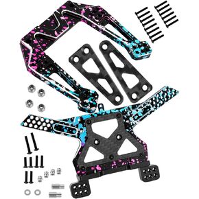 أجزاء ترقية برج الصدمات الأمامية والخلفية من ألياف الكربون RC لـ 1/10 Slash VXL 2WD، Rustler VXL 2WD، Stampede 2WD VXL، Bandit VXL 2WD، مجموعة برج الصدمات الأمامية الخلفية القفزات لأعلى. أحمر (قطعتان)