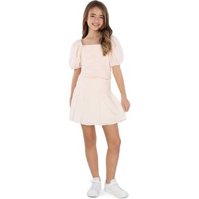 Speechless Girls' Puff Sleeve Pleated Top and Skater Mini Skirt Set in Saudi Arabia
