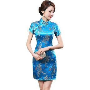Chinese Style Dress Improves Cheongsam Temperament, Retro Long Silk Printed Daily Banquet Women's Performance Clothing