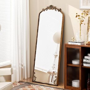 Gold Vintage Ornate Baroque Mirror, 65"×22" Full Length Mirror Floor Mirror, Large Gold Brass Mirror for Wall, Traditional Antique Bronze Mirror Arched for Living Room, Bedroom, Hallway, Home Decor