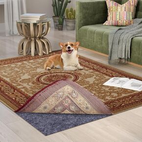 Non Slip Rug Pad Gripper, 3 x 5 Ft Waterproof Rug Pad, Felt and Natural Rubber Backing Rug Pads for Floors and Finishes, Felt Pad for Hardwood Floors, Keeps Carpets in Place Soft and Safe
