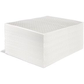 Aain Absorbent Pads 100pcs Heavyweight Oil Absorbing Mats,White Absorbing Heavy Weight Oil-Only Absorbent Mat Pad (15" x 20")