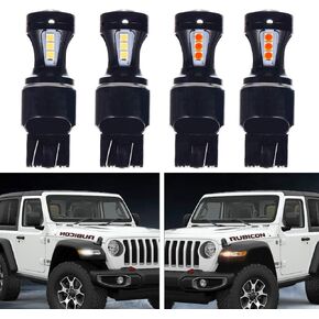 Turn Signal DRL LED for 2018-2025 JL Wrangler Sahara & Rubicon 2020-2025 Gladiator JT Rubicon Overland in White and Amber Pack of 4