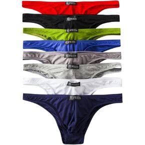 YUFEIDA Men's Modal Comfortable G-string Thongs Sexy Low Rise Bikini Briefs Underwear