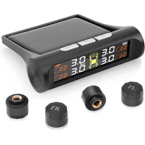 Tire Pressure Monitoring System,TPMS with Solar Charging&USB Charging,5Alarm Modes, Real Time Monitoring Pressure and Temperature, Auto& Color Display Screens,Suitable for 4 Wheeled Vehicles