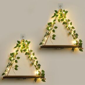 Shelf for Wall,Floating Shelves,Floating Shelves for Wall No Drilling,Adhesive Shelves,Command Strip Shelf,Bedroom Decor Aesthetic,Room Decor Aesthetic,2-Piece Set(Green Leaf)