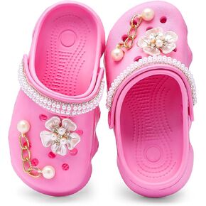 Casual Bright-Colored Clogs for Kid's, Toddlers, Girls, Breathable Lightweight Children's Garden Shoes for Beach Pool, Anti Slip Sandals Clogs, Water Shoes Summer Slides（33, Huafen）