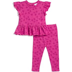 Splendid Girls Painterly Floral Short-sleeve Top and Pant Set