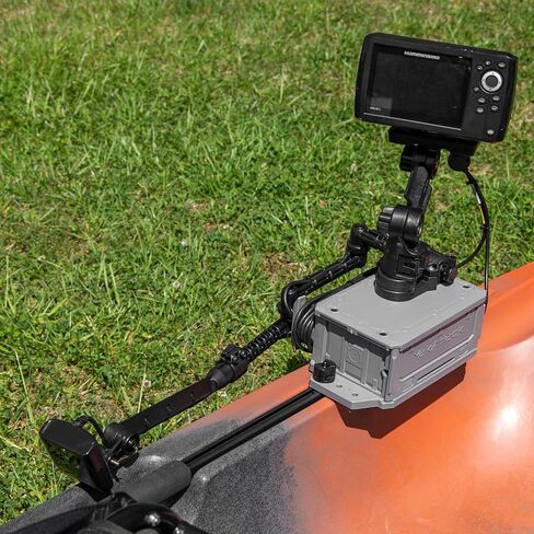 YakAttack CellBlok Battery Box and SwitchBlade Transducer Arm Combo for Kayak Fish Finder Setups, Black/YakAttack Orange (CLB-1003-OG) | Kayak Fishing Accessories in Kuwait
