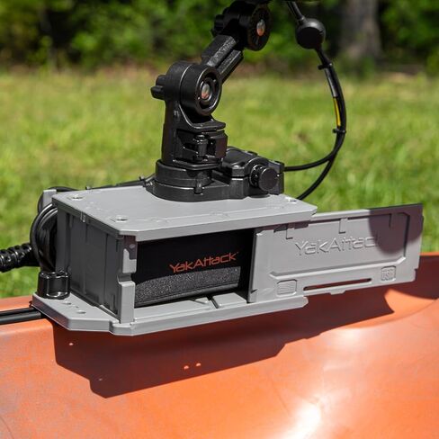 YakAttack CellBlok Battery Box and SwitchBlade Transducer Arm Combo for Kayak Fish Finder Setups, Black/YakAttack Orange (CLB-1003-OG) | Kayak Fishing Accessories in Kuwait